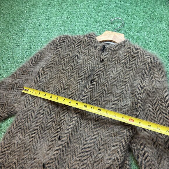 Vintage DELAWARE STREET Avant Garde FOX Fur CASHMERE Cable Knit Jacket USA SZ S - Picture 4 of 7